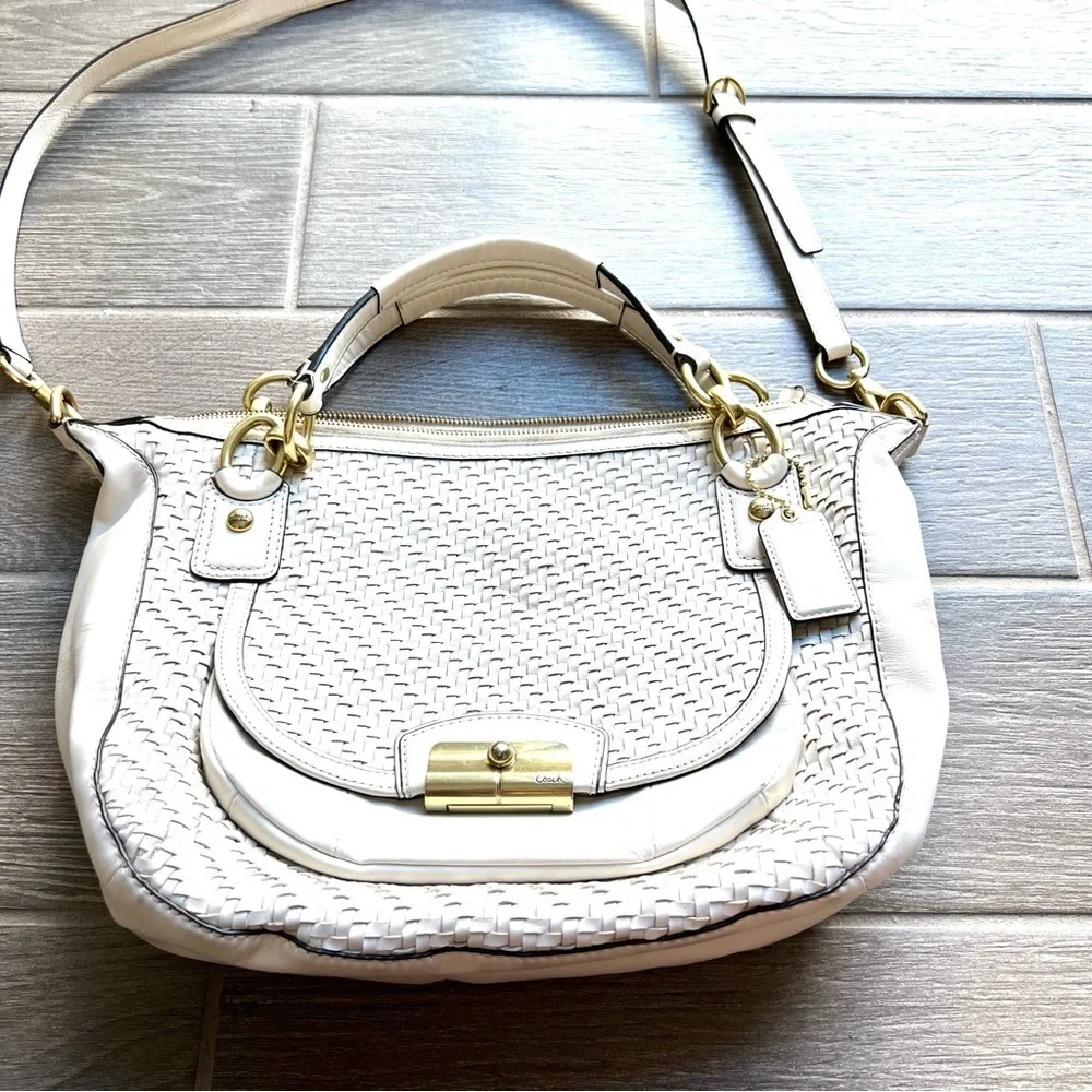 Coach Vintage Plaid Beige Leather Shoulders/Crossbody/Satchels Bag